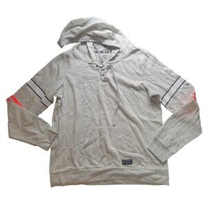 Victoria's Secret PINK Gray Lace-up Neck Pullover Hoodie Sweatshirt Women Small